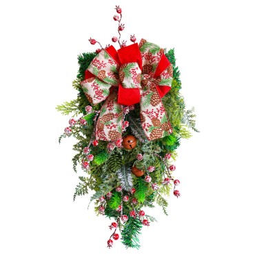 Bowtie Christmas Bell Hanging Tree Wholesale 2023 New Red Fruit and Pine Needle wreath Opening Celebration Christmas Decoration