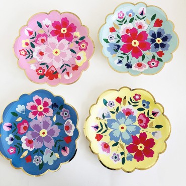 Chinese style series paper plates, irregular flower plates, pink high-end party utensils, afternoon tea cake plates