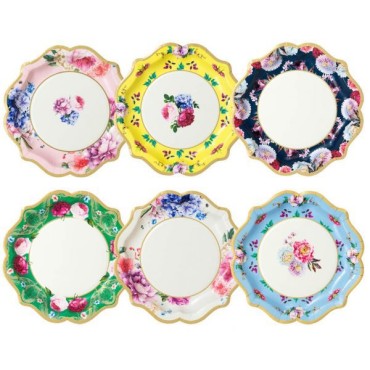 New Chinese style multi-color large floral paper tray, 17.5cm disposable paper tray, vintage wedding tray