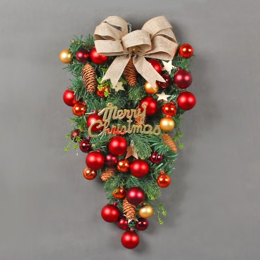 Christmas Decorative Ball Hanging Tree Hanger Creative Window Scene Layout Decorative Bow and Vine Bar Door Hanger