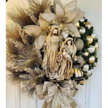 New Christmas decorations, scene decoration, props, Jesus Christmas wreath, door hanging