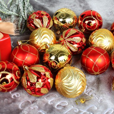 Creative DIY set of Christmas decorative ball pendants, painted hanging balls, holiday display windows, colored balls, party decorations