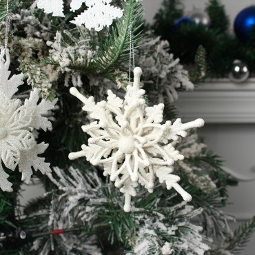 Christmas snowflake pendant plastic white snowflake string display window Christmas tree snowflake party venue pendant