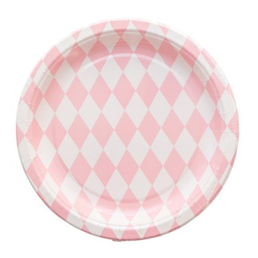 New disposable party supplies, pink diamond tableware, cake paper plate, paper cup, paper towel, straw, afternoon tea plate