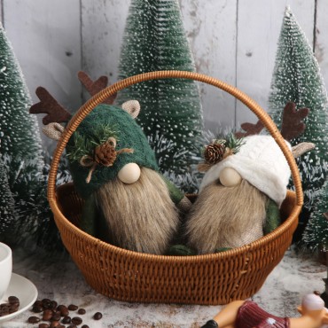 Cute Deer Horn Knitted Doll Window Decoration Festival Forest Faceless Elderly Table Decoration