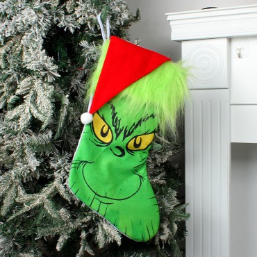 Christmas Day Decorative Socks Greenwich Green Hair Monster Glow Socks Candy Bag Pendant Gift Bag Wholesale