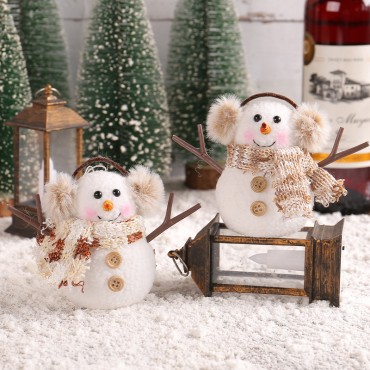 Christmas glowing snowman ornaments 2023 Amazon plaid striped scarf doll children's Christmas gift wholesale