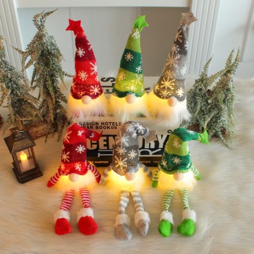 New Christmas scene decoration props, illuminated sitting posture, knitted forest figurine ornaments wholesale