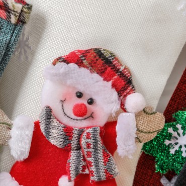 Linen large Christmas stockings, fences, Christmas gift bags, Christmas tree decorations, candy bag decorations