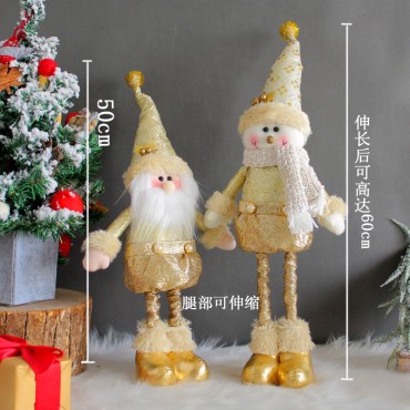 Santa Claus, Snowman, Christmas Stretchable Doll, Golden Christmas Standing Doll Decoration