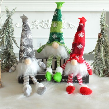 New Christmas scene decoration props, illuminated sitting posture, knitted forest figurine ornaments wholesale