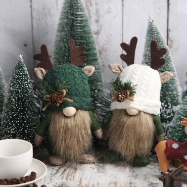 Cute Deer Horn Knitted Doll Window Decoration Festival Forest Faceless Elderly Table Decoration