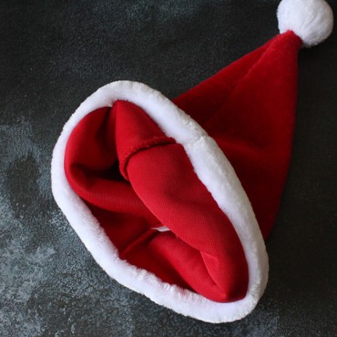 New Christmas Decorative Products Children's Adult Hat Red Black Thickened Plush Hat Christmas Hat