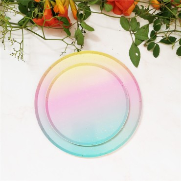 Party New Rainbow Circular Flat Plate Disposable Party Paper cutlery Birthday Party Party Party Picnic Plate