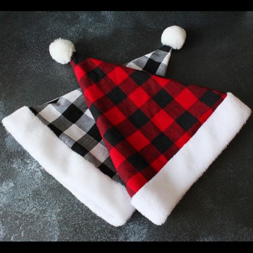 New Christmas supplies, decorative props, holiday decorations, hats, plaid Christmas hats