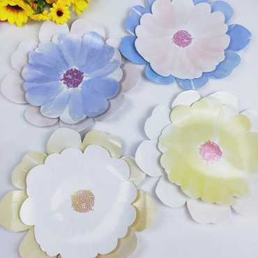 Cross border disposable paper tray, irregular flower tableware, birthday cake tray, party decoration tray, picnic new product