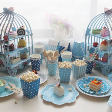 European style afternoon tea birdcage cake rack multi-layer Dim sum rack pastry display rack disposable paper plate tray