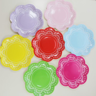 48 person set lace lace paper plate disposable party tableware paper plate paper cup paper towel cross-border AliExpress supply