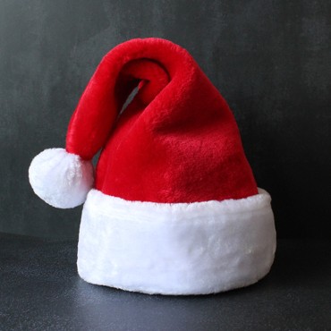 New Christmas Decorative Products Children's Adult Hat Red Black Thickened Plush Hat Christmas Hat