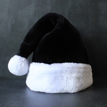 New Christmas Decorative Products Children's Adult Hat Red Black Thickened Plush Hat Christmas Hat