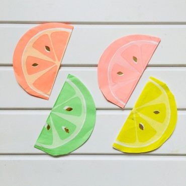 New fruit paper tray, tissue, barbecue tray, children's birthday party decoration, tableware, four color set, lemon