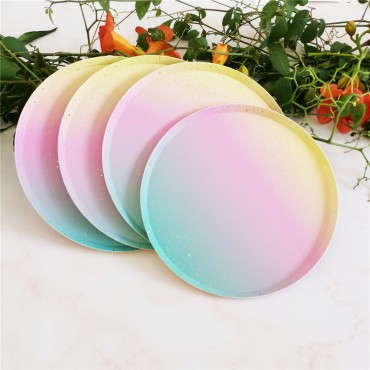 Party New Rainbow Circular Flat Plate Disposable Party Paper cutlery Birthday Party Party Party Picnic Plate