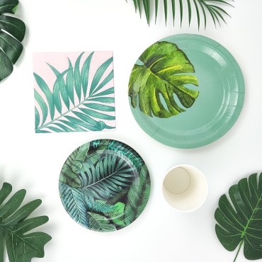 Cross border disposable paper plates, party supplies, gathering plates, birthday cake plates, banana leaf paper plates, plates