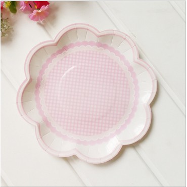 New Pink Flower Petals Paper Plate, Disposable Party, Wedding, Birthday, Party Decoration Supplies, Tableware, and Dishes