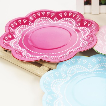 48 person set lace lace paper plate disposable party tableware paper plate paper cup paper towel cross-border AliExpress supply