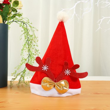 New holiday adult red velvet thickened Christmas hat for children's parties, deer antler hat, Christmas decoration