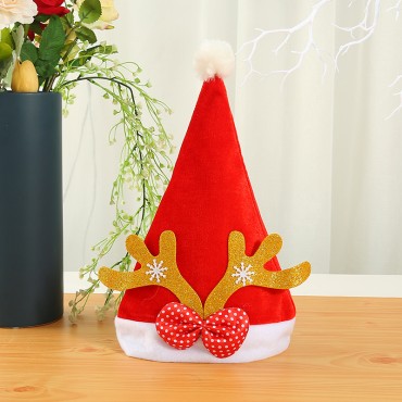 New holiday adult red velvet thickened Christmas hat for children's parties, deer antler hat, Christmas decoration