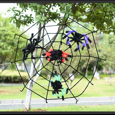 Halloween decoration spider web silk cotton simulation big spider bar scene layout props cross -border hot sales