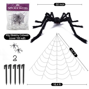 Halloween decoration spider web silk cotton simulation big spider bar scene layout props cross -border hot sales