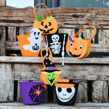 Foreign Trade Halloween Pumpkin Bags Children Pumpkin Barrels Kindergarten Dress Gift Gift Cant Candy Bag Factory wholesale