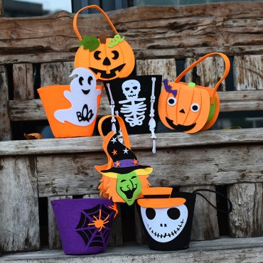 Foreign Trade Halloween Pumpkin Bags Children Pumpkin Barrels Kindergarten Dress Gift Gift Cant Candy Bag Factory wholesale