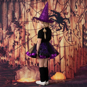 Halloween new printed net gauze TUTU skirt witch broom steak puffing skirt three -piece European and American girl short skirts