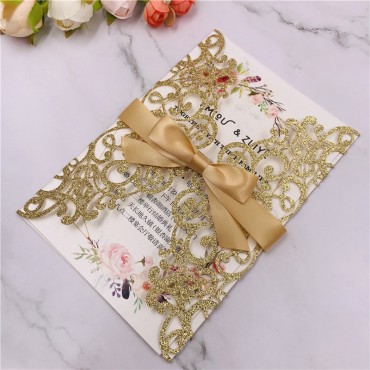 Sprinkle and bright golden onion paper laser cutting festival greeting card invitations wedding wedding business invitation theme