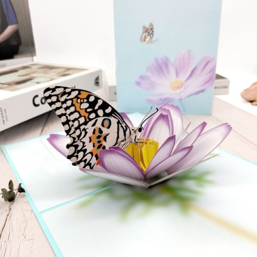 3D three -dimensional Persian chrysanthemum butterfly color seal card laser hollow invitation card printing to make pictures to make cross -border sales