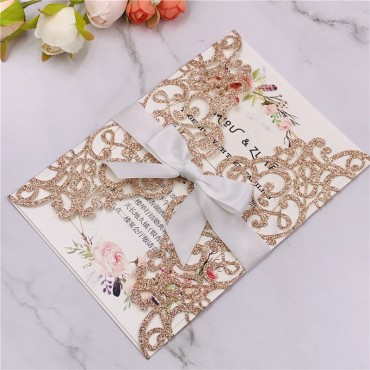 Sprinkle and bright golden onion paper laser cutting festival greeting card invitations wedding wedding business invitation theme