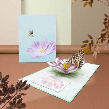 3D three -dimensional Persian chrysanthemum butterfly color seal card laser hollow invitation card printing to make pictures to make cross -border sales